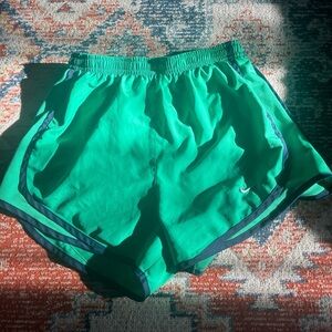 green and navy nike dri fit shorts